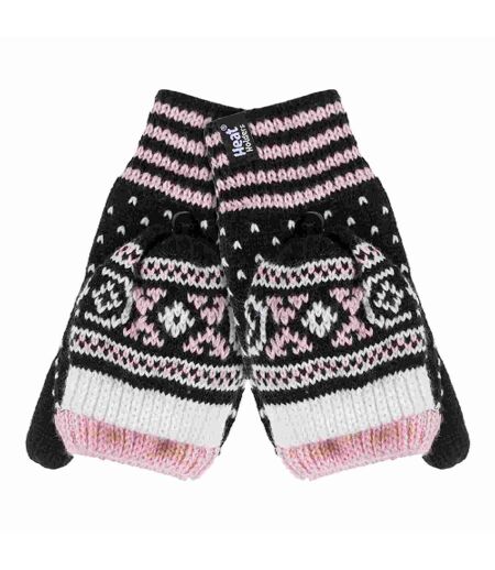 Ladies Warm Fairisle Patterned Thermal Fingerless Converter Gloves