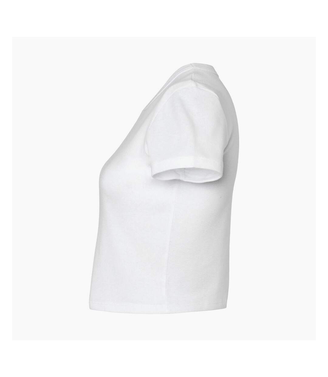 Womens/ladies Micro-rib Crop T-shirt Solid White Bella + Canvas-3