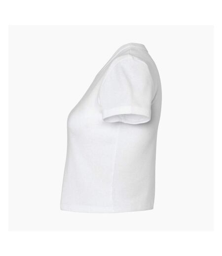 Womens/ladies Micro-rib Crop T-shirt Solid White Bella + Canvas
