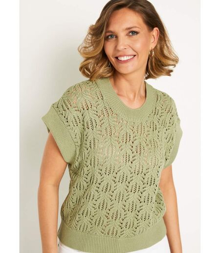 Pull maille ajourée manches courtes