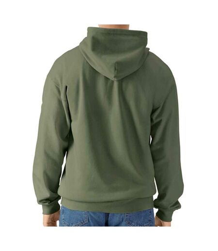 Mens softstyle midweight full zip hoodie military green Gildan