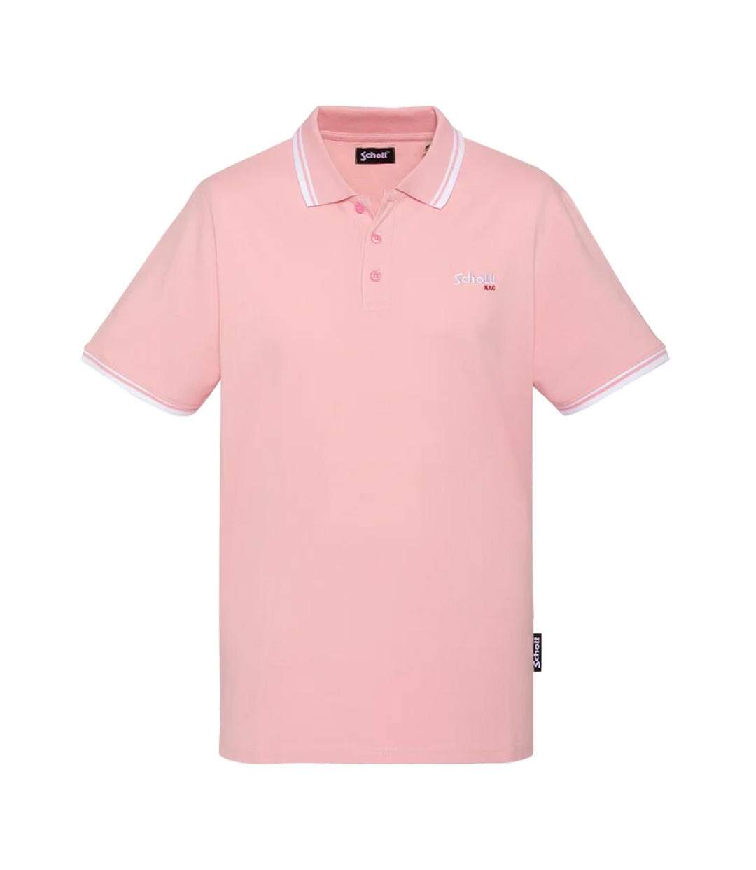 Polo rose/blanc homme schott pswill2-1