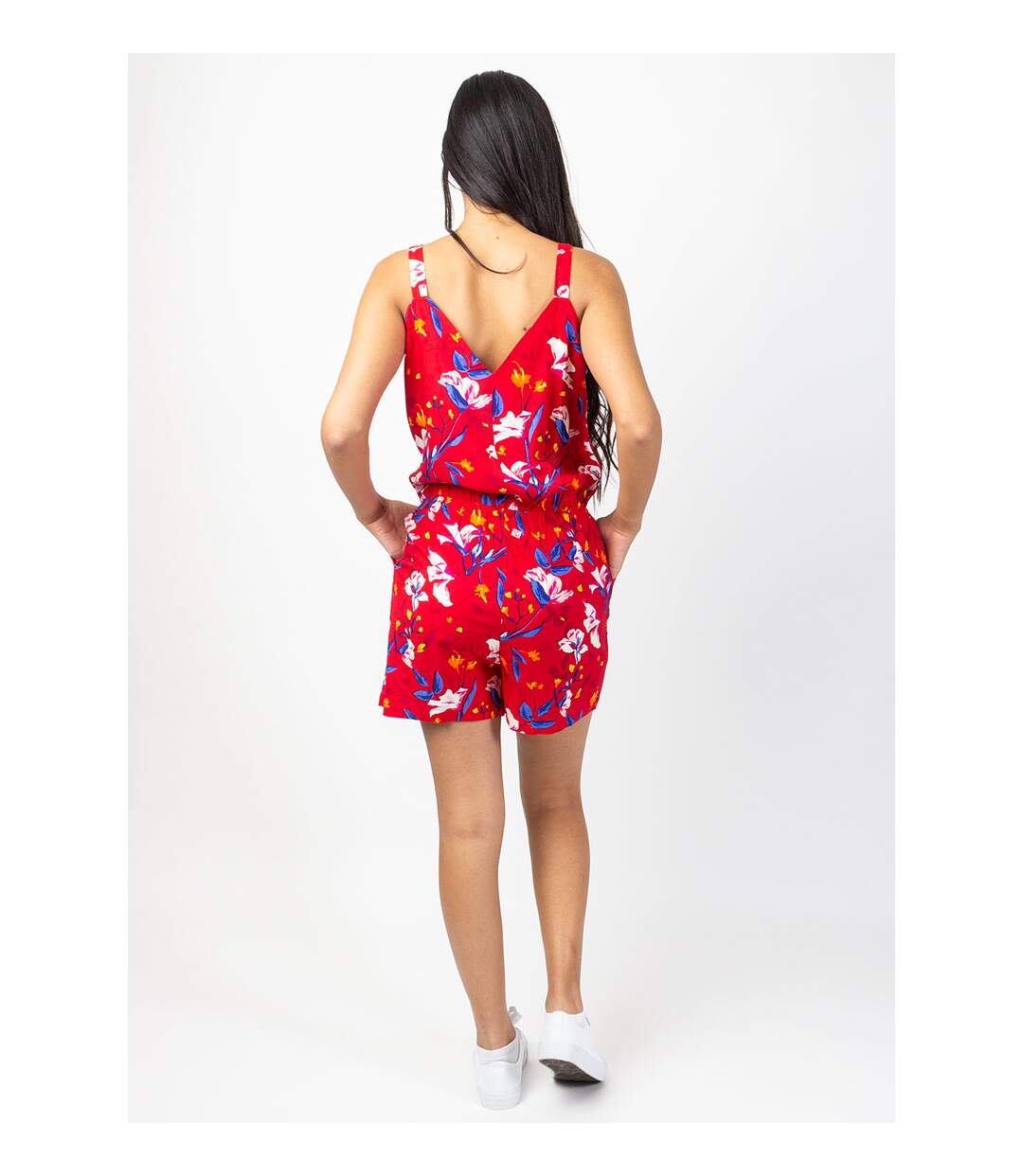 Combi-Short fluide ceinturé PATTY rouge Coton Du Monde