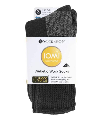 3 Pk Mens Loose Top Cotton Diabetic Work Socks