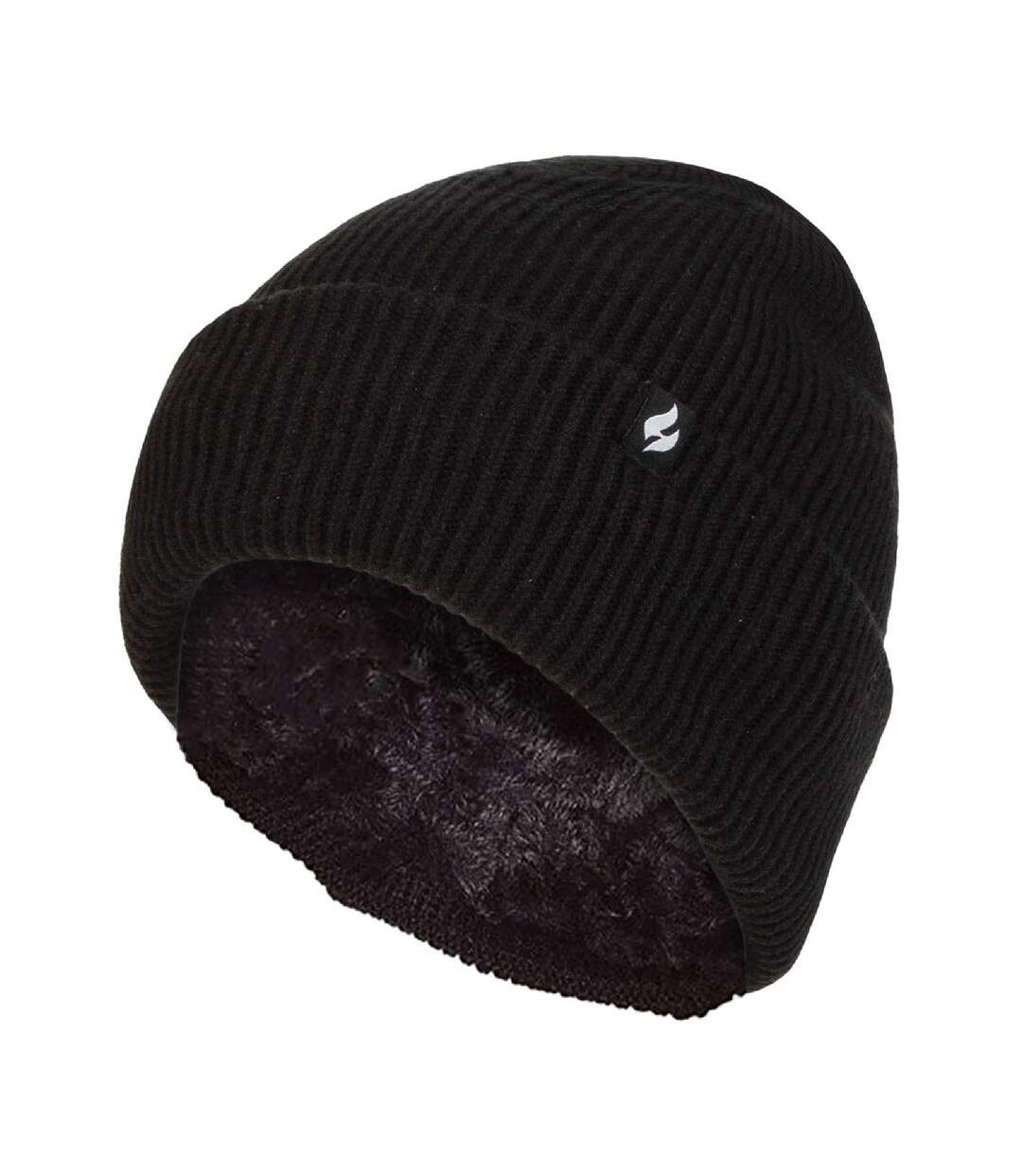 Ladies Fleece Lined Ribbed Thermal Turnover Hat for Winter-1