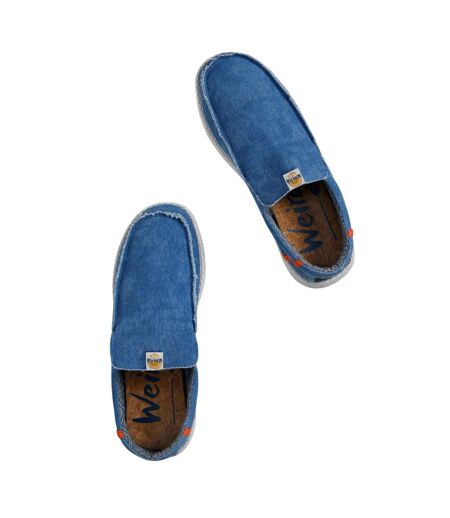 Mens Shoal Washed Canvas Slip-on Lightweight Shoes Denim Weird Fish