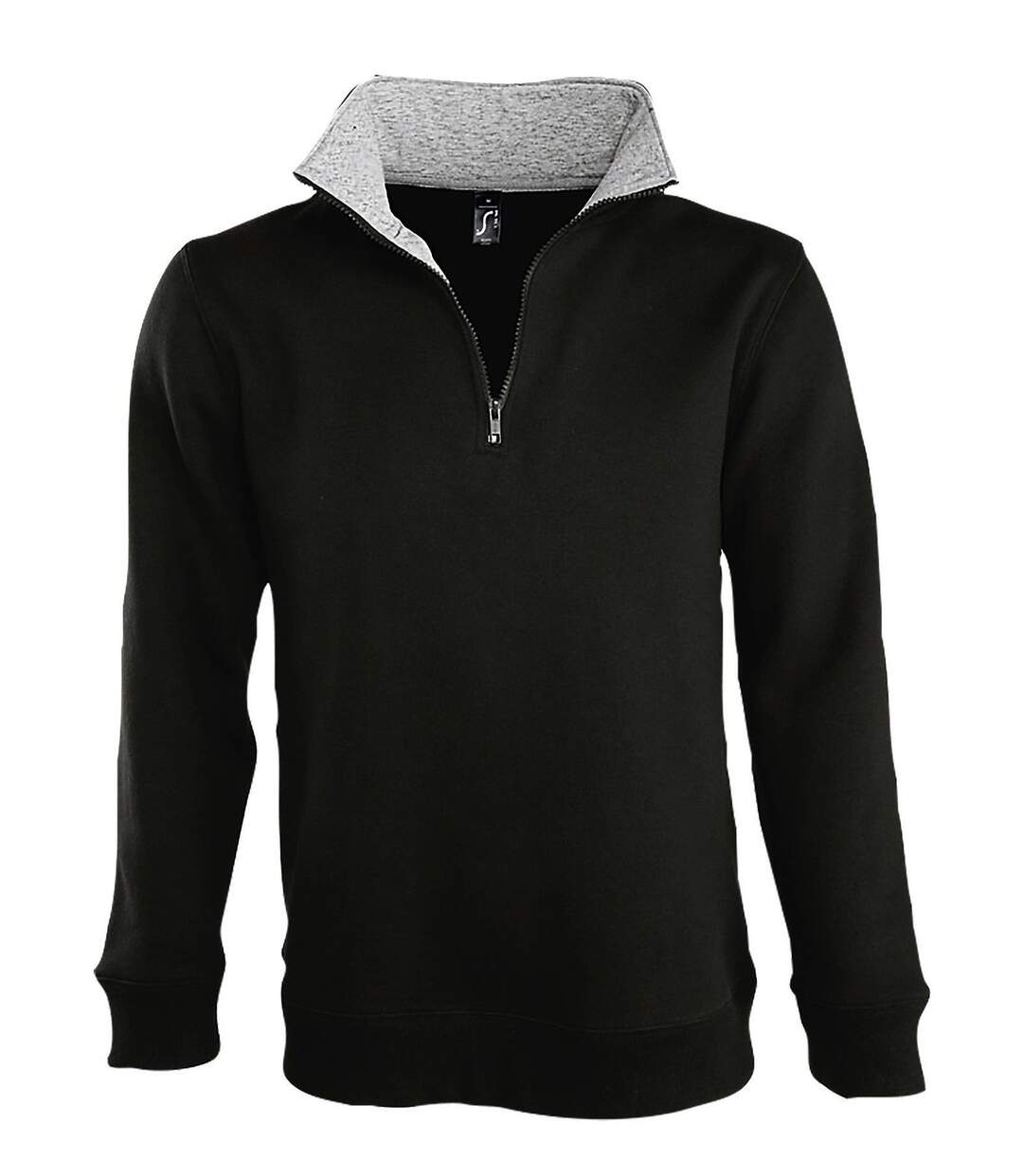 Sweat-shirt HOMME col camionneur zippé - 47300 - noir-2