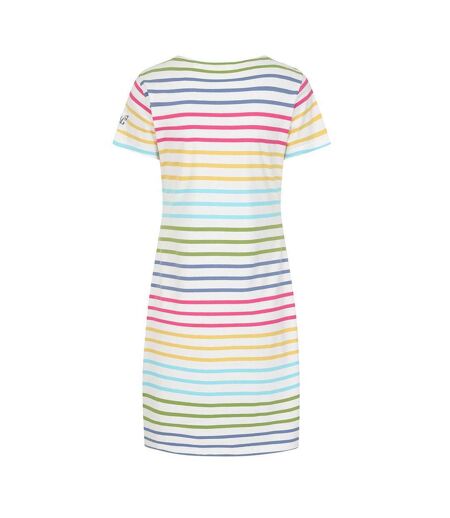 Womens/ladies Striped T-shirt Dress Rainbow Lazy Jacks