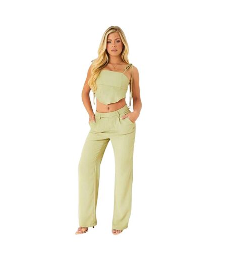 Haut Style Corset Motif/style À Nouer Femme Vert De Gris Missy Empire