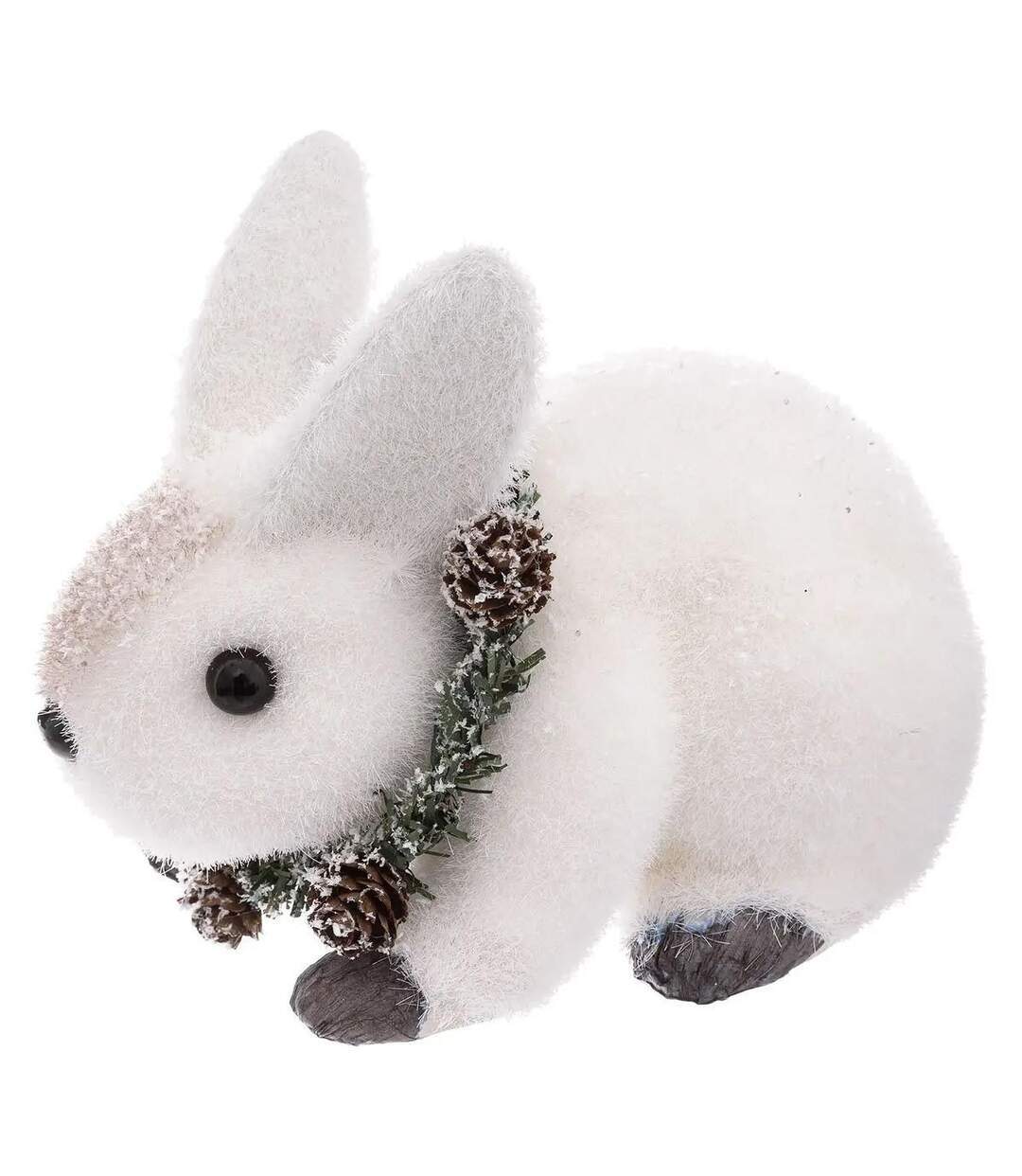 Statuette Déco Lapin Couronne 16cm Blanc-1