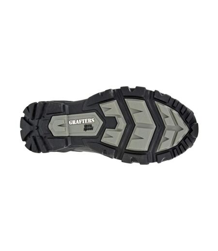 Mens Tiger Leather Combat Boots Black Grafters