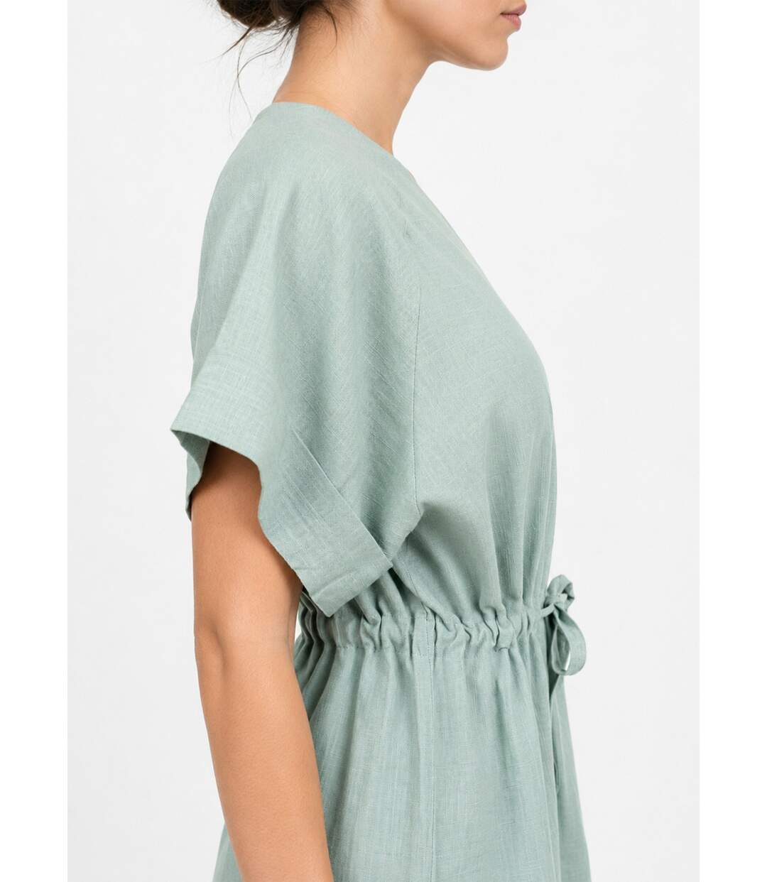 Blouse boutonnée et ceinturée, avec lin-4