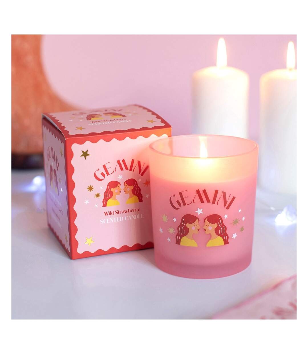 Wild Strawberry Gemini Zodiac Candle One Size Pink Something Different-4