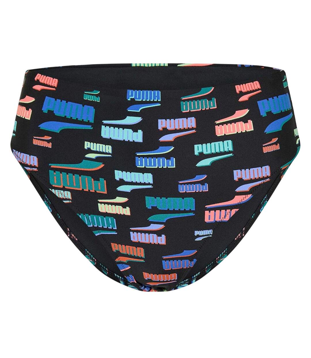 Womens/ladies All Over Logo Bikini Bottoms Black Multicoloured Puma-1