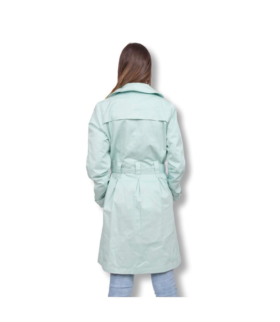 Trench femme manches longues de couleur vert longueur 3/4-2