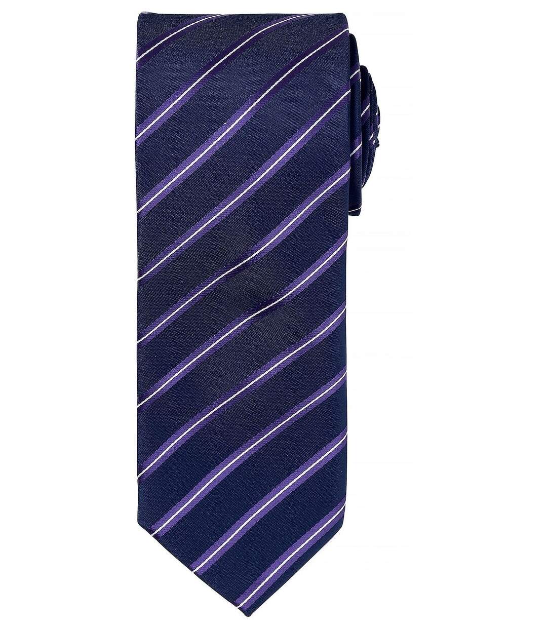 Cravate rayée sport - PR784 - bleu marine et violet-1