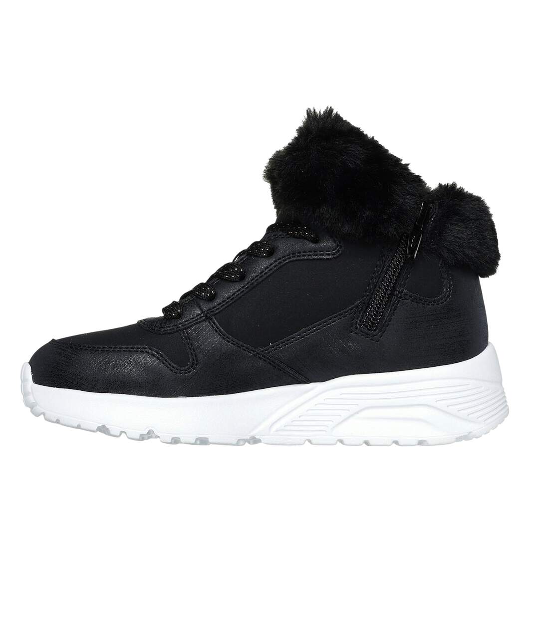 Childrens/kids Unolite High Top Trainers Black Rose Gold Skechers-2