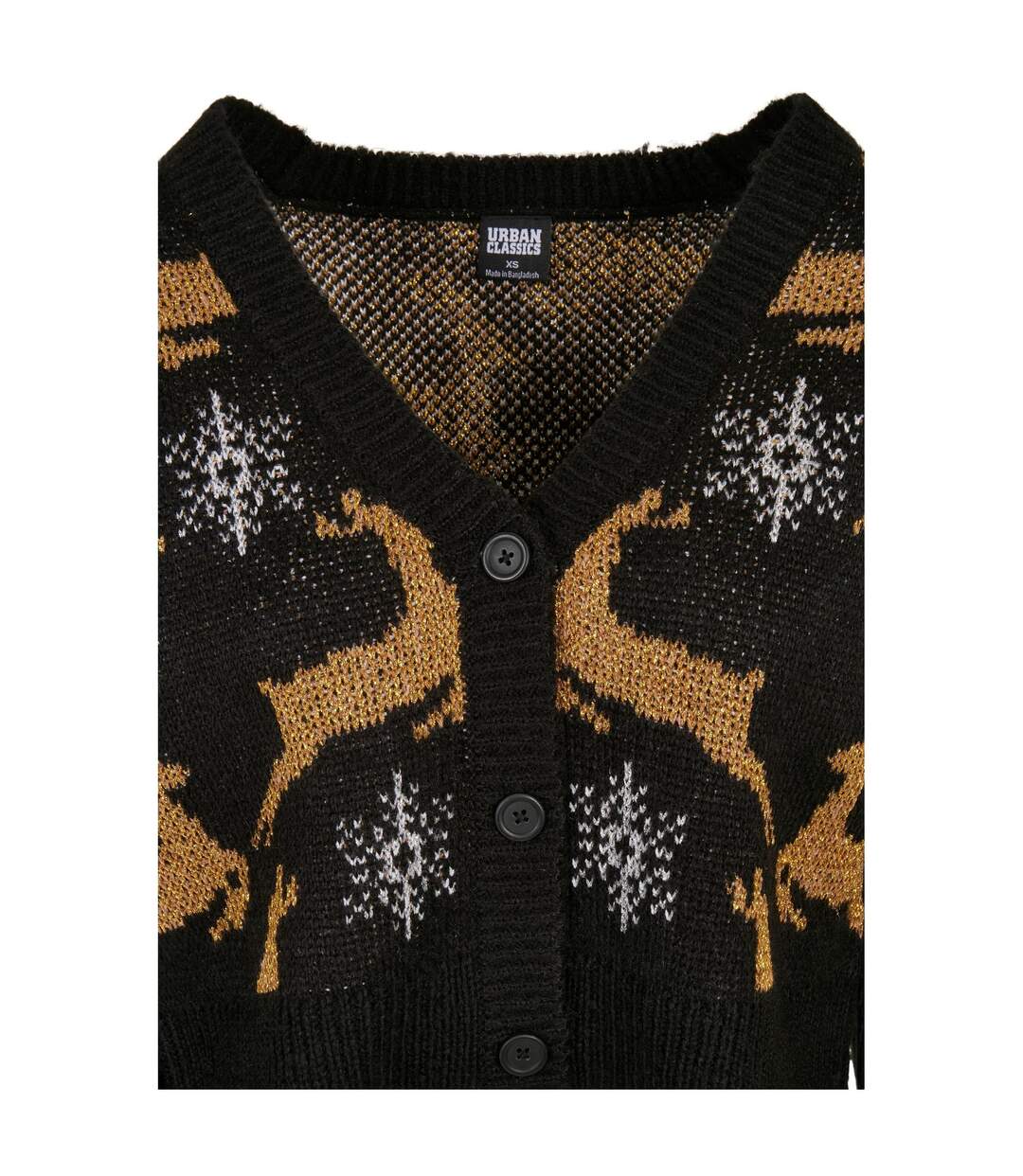 Cardigan Manches Longues Noël Femme Noir Doré Urban Classics-4