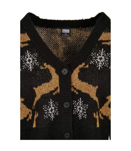 Cardigan Manches Longues Noël Femme Noir Doré Urban Classics