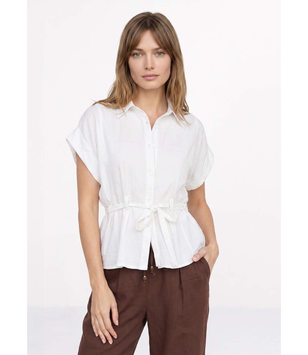 Chemisier avec taille resserrée par lien-1