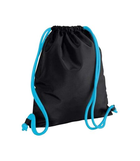 Bagbase Icon Drawstring Bag/Gymsac (Pack of 2) (Black/Surf Blue) (One Size)