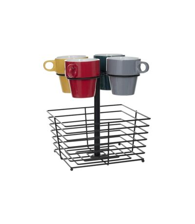 Lot de 4 Mugs & Panier à Capsules Mino 26cl Noir