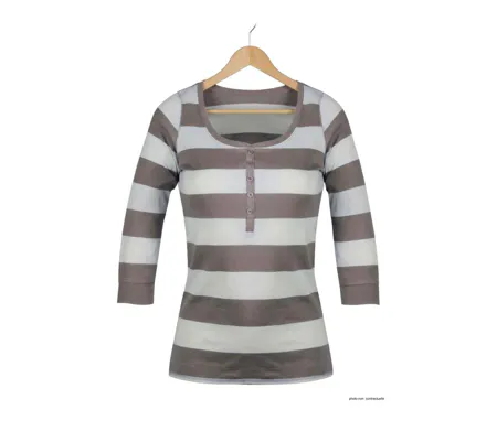 MAYFLOWER DOMINGO1 - Tee-shirt manches 3/4 beige en pur coton avec col boutonné