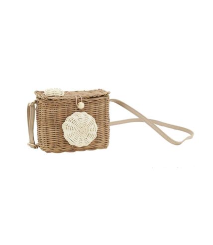 Sac enfant en rotin et cuir appareil photo