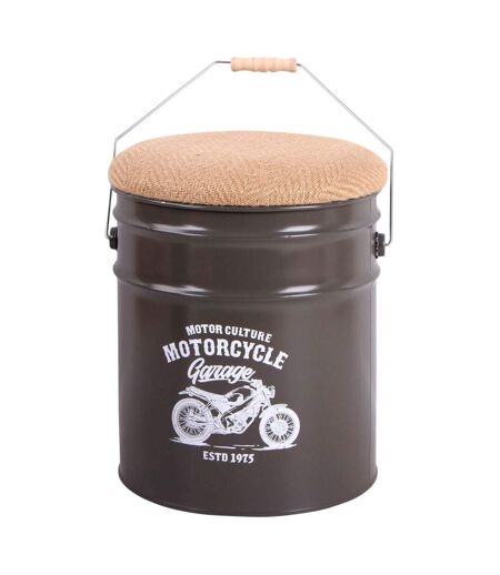 Pouf seau à pellets en métal Motorcycle