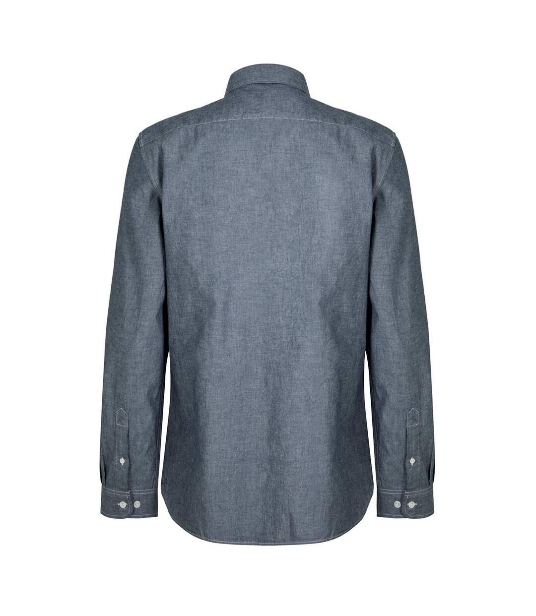 Mens Denim Long-sleeved Shirt Dark Grey Lacoste-3