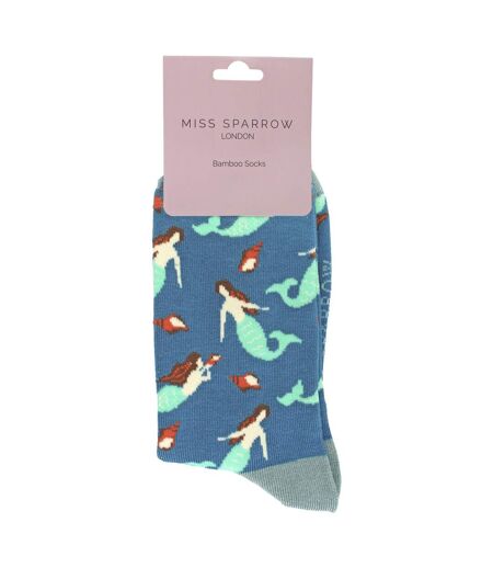 Miss Sparrow - Chaussettes Fantaisie Femme Bambou Motif Sirènes Douces