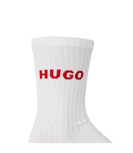 Unisex Adult Embroidered Logo Crew Socks White Hugo
