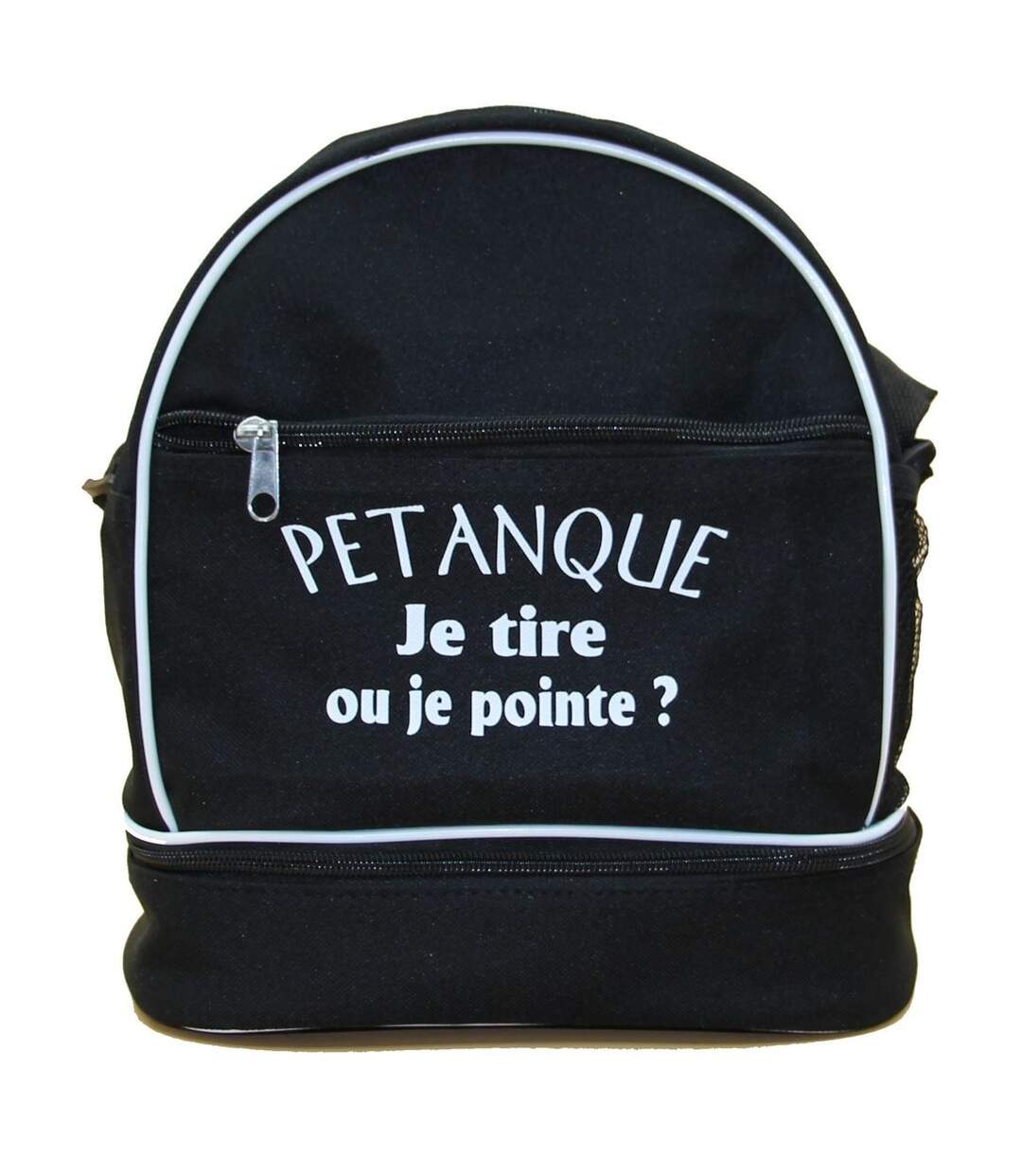 Sac bandoulière pour 3 boules de pétanque - Je tire ou je pointe - noir-1