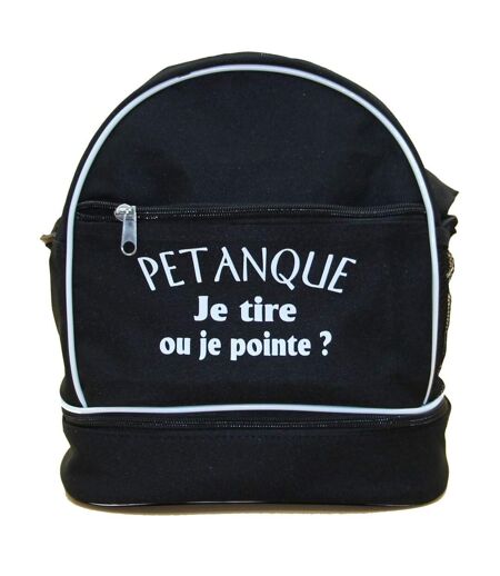 Sac bandoulière pour 3 boules de pétanque - Je tire ou je pointe - noir