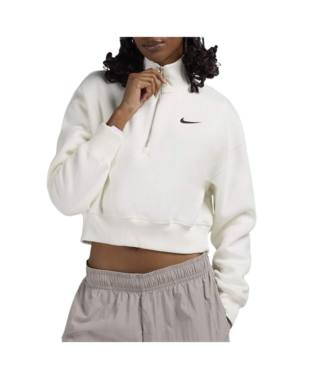 Sweat zippé blanc femme nike nsw style-1