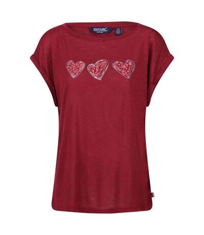 Regatta Womens/Ladies Roselynn Hearts T-Shirt (Cabernet) - UTRG9501