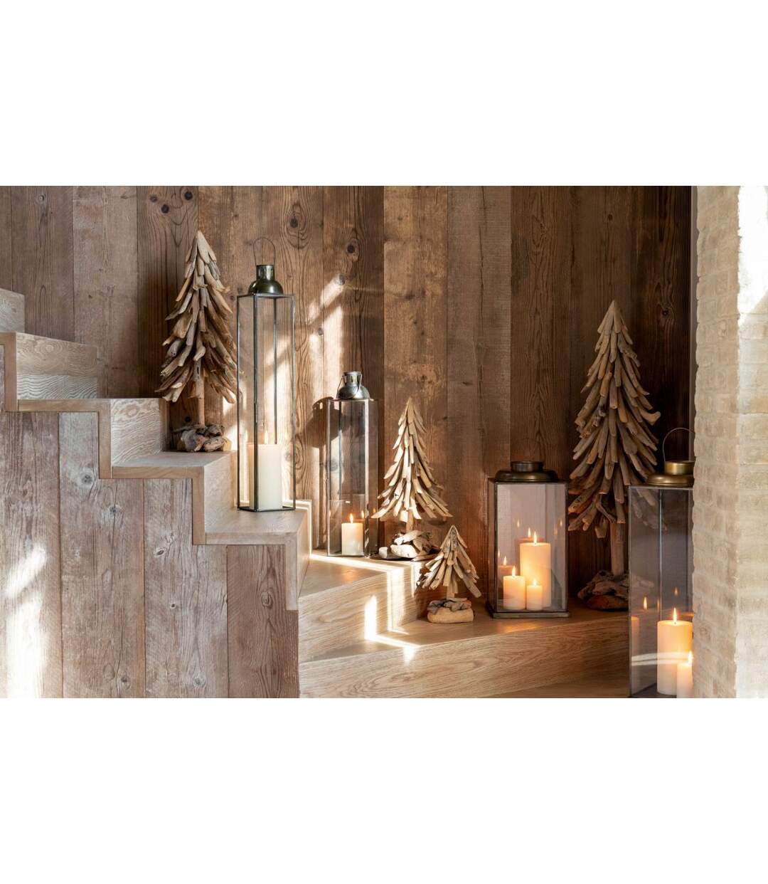 Sapin de Noël en Bois Flotté Chalet 100cm Naturel-4