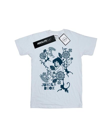 Disney Femme/Les femmes The Jugle Book Mowgli Tale Coton Boyfriend T-Shirt (Blanc) - UTBI28327