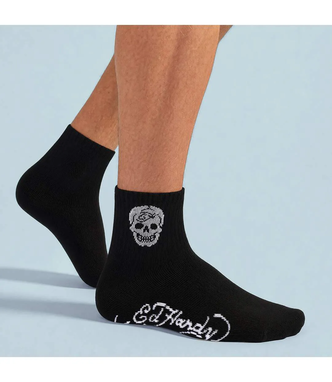 3 Pairs Men Black Quarter Crew Breathable Socks-4