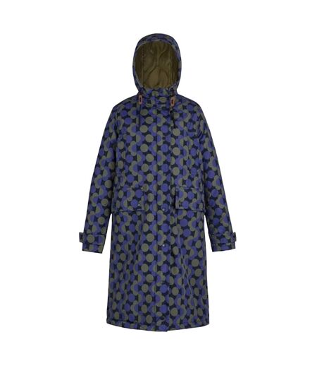 Veste Imperméable Motif/style Floral Orla Kiely Femme Bleu Olive Foncé Regatta