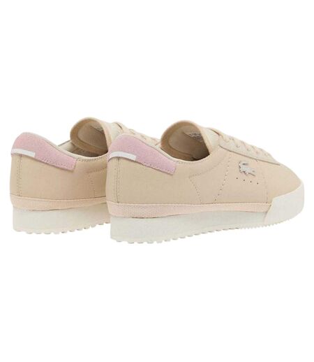 Womens/ladies Logo Leather Trainers Off White Lacoste