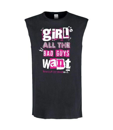 T-shirt Sans Manches Girl All The Bad Guys Want Adulte Charbon Amplified