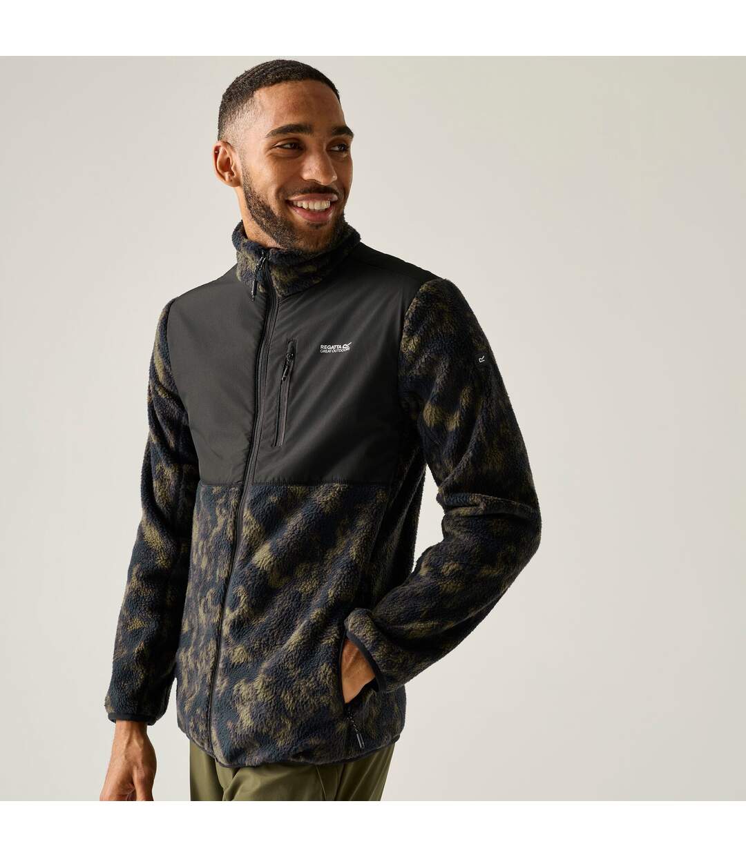 Mens Printed Textured Fleece Jacket Black Regatta-1