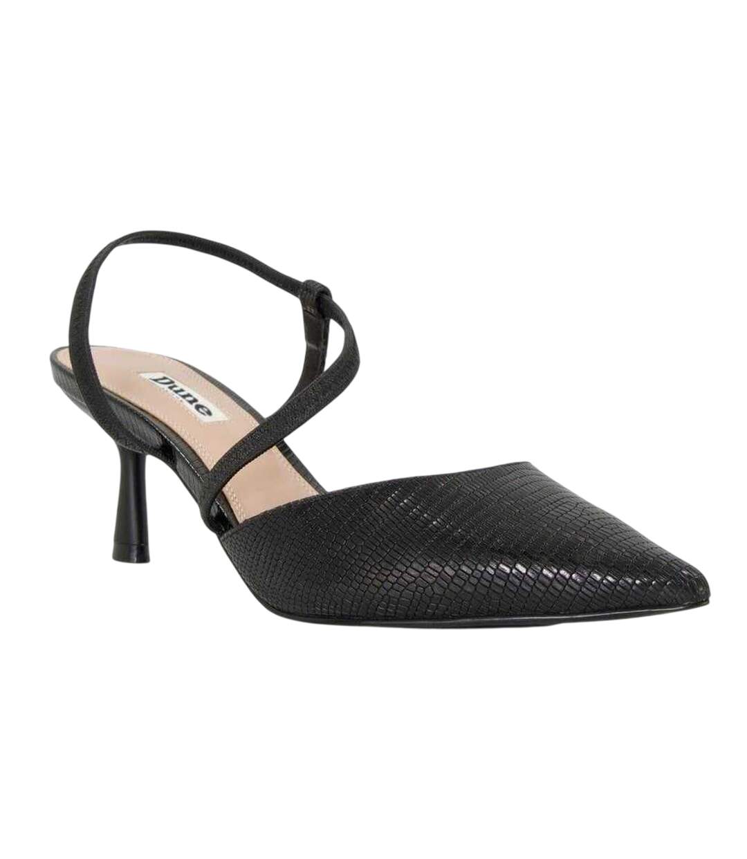 Womens/ladies Textured Formal Flare Heel Court Shoes Black Dune London-4