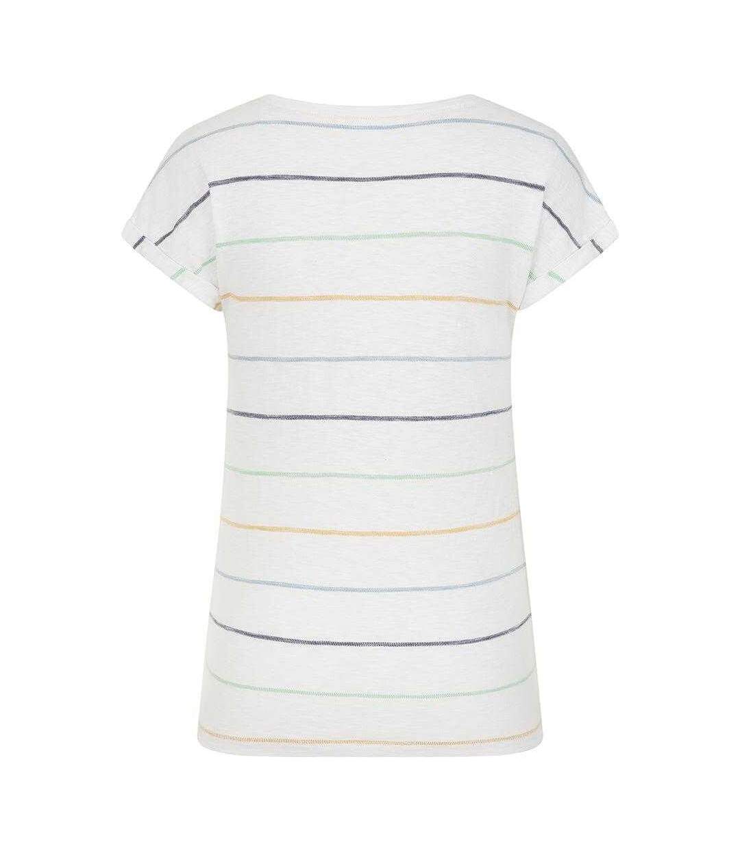 Womens/ladies Striped Textured T-shirt Green Lazy Jacks-2