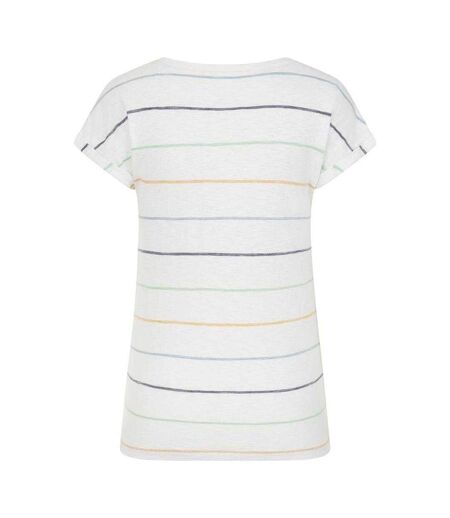 Womens/ladies Striped Textured T-shirt Green Lazy Jacks
