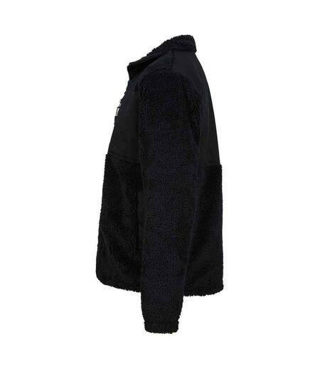 Mens Sherpa Recycled Fleece Jacket Black Front Row