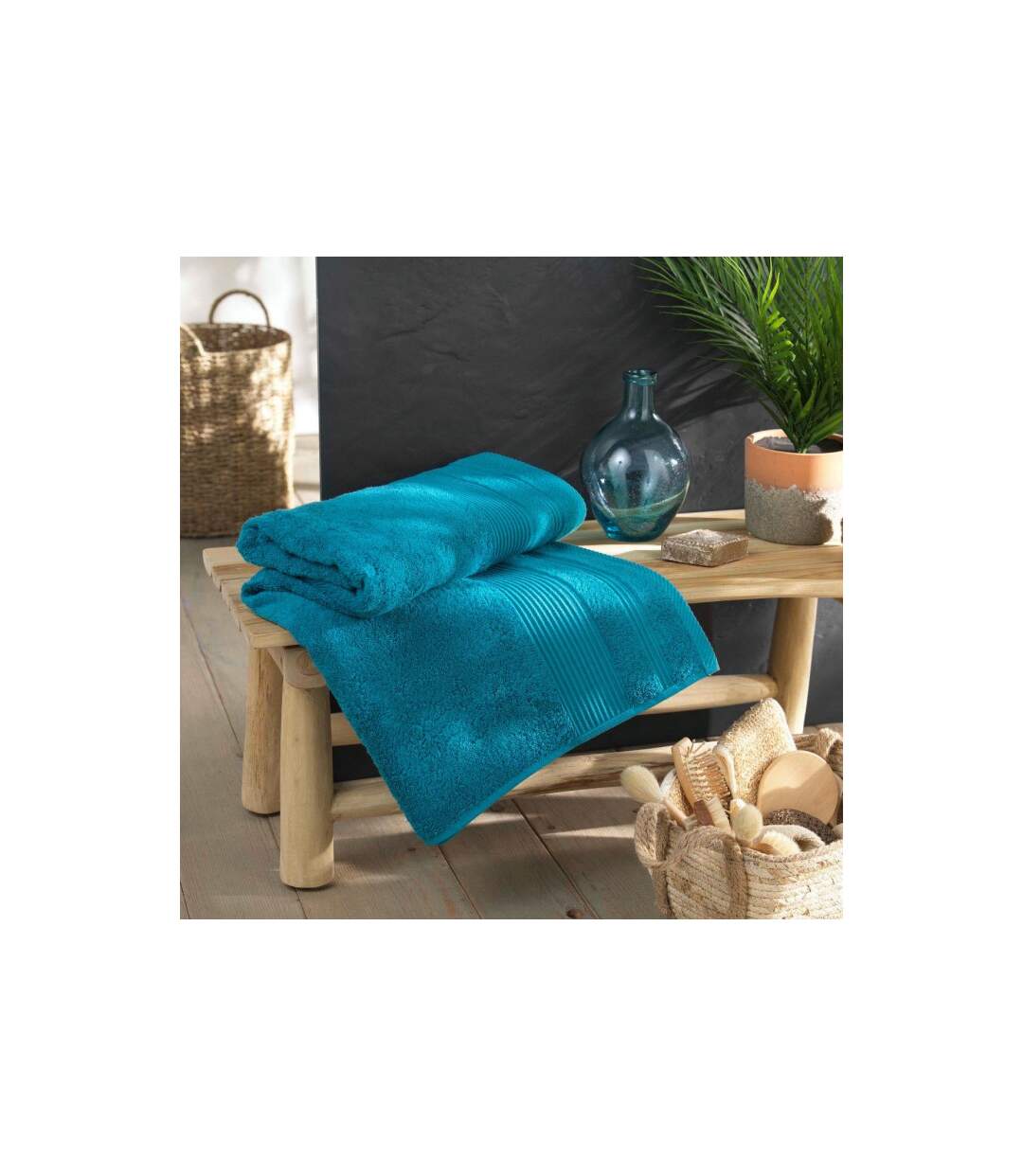 Drap de Bain Tendresse 90x150cm Bleu Paon-3