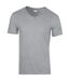 T-shirt À Manches Courtes Et Col En V Homme Gris Sport Gildan-2