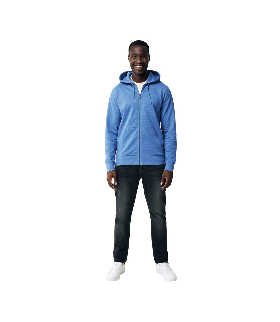 Unisex Adult Abisko Recycled Cotton Full Zip Hoodie Heather Blue Iqoniq-1